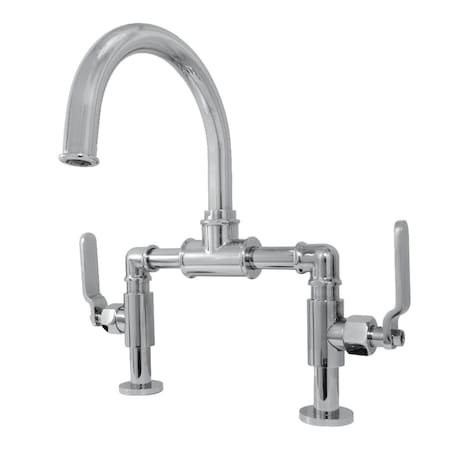Kingston Brass Whitaker Industrial Style Bridge Bathroom Faucet W/ Pop-Up Drain, Chrm KS2171KL